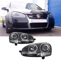 Μπροστινά Φανάρια Set Για Vw Golf V (5) 03-08 Projectors GTI / R32 Look Χρωμίου H7/H7 Με Μοτέρ &amp; E-Mark Carner - Headlights - Xenon - Bulbs